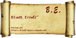 Bladt Ernő névjegykártya